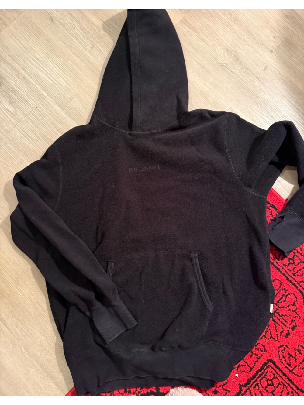 Aime Leon dore Black Men's Hooded Sweatshirt - Minimal Pullover Hoodie
